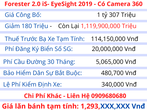 Giá lăn bánh Subaru Forester